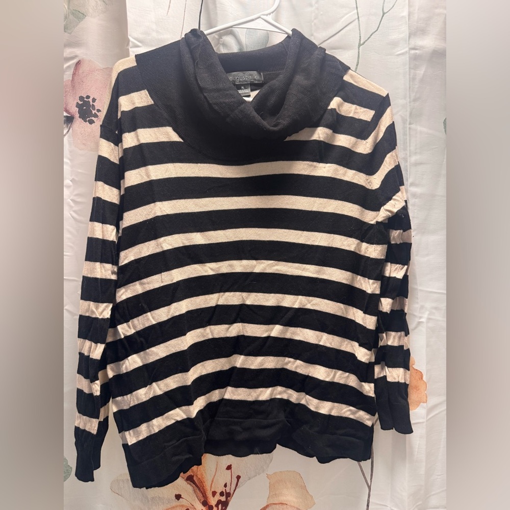 August Silk Black and Cream Knit Top